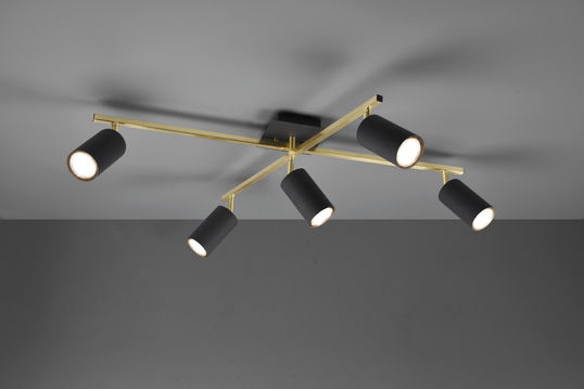 Plafoniera Marley, TRIO, 77.4x57.4x22.4 cm, 35W, 5x GU10, metal, negru/auriu