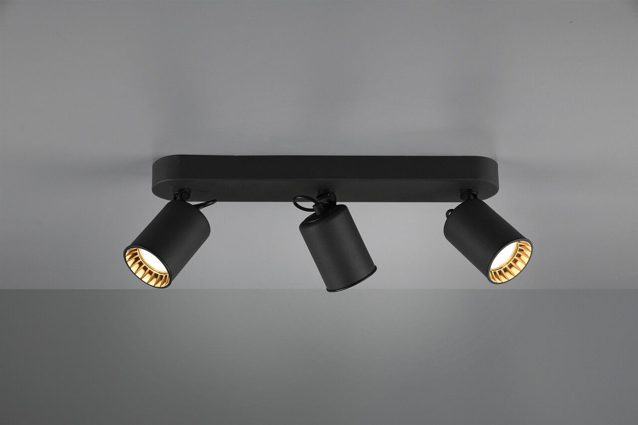 Plafoniera Pago, TRIO, 41x7x15 cm, 35W, 3x GU10, metal, negru mat