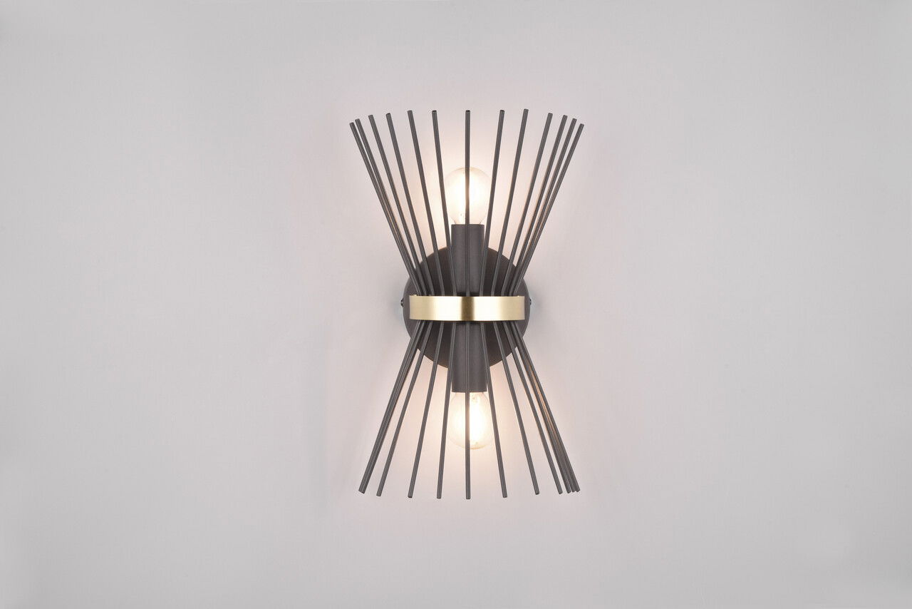 Aplica de perete Rod, RL, 21x13x31 cm, 40W, 2x E14, metal, negru/auriu