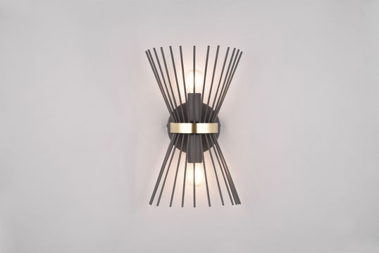 Aplica de perete Rod, RL, 21x13x31 cm, 40W, 2x E14, metal, negru/auriu