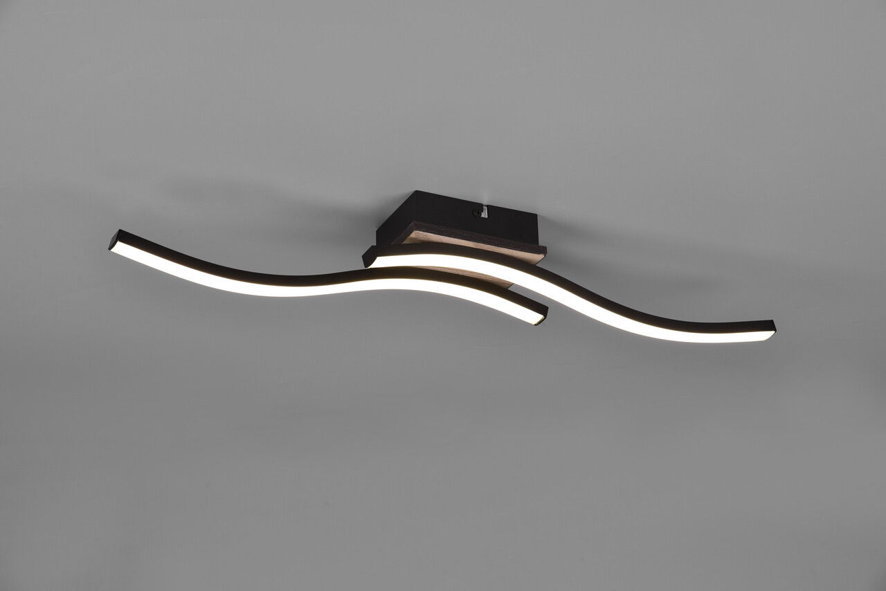 Plafoniera Route, RL, 56x9x7 cm, 5W, 2x SMD, MDF, natur/negru