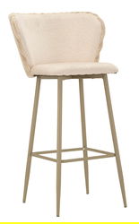Set 2 scaune de bar Alaska -B, Mauro Ferretti, 55x58x106 cm, fier/poliester, crem