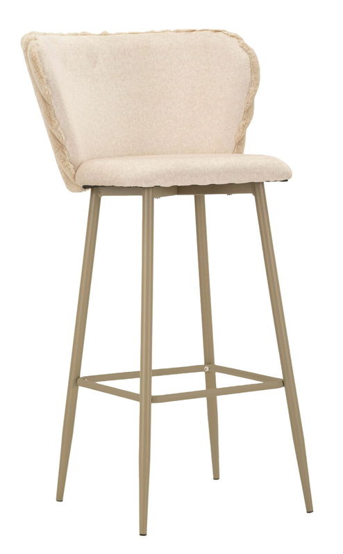 Set 2 scaune de bar Alaska -B, Mauro Ferretti, 55x58x106 cm, fier/poliester, crem