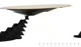 Masa dining Space, Mauro Ferretti, 180x90x76 cm, MDF/fier, crem/negru