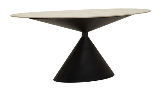 Masa dining Space, Mauro Ferretti, 180x90x76 cm, MDF/fier, crem/negru
