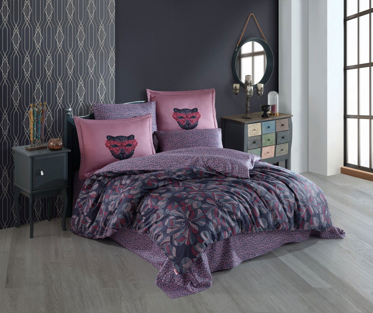 Lenjerie de pat dubla, Caprice - Pink, Hobby, Bumbac Satinat