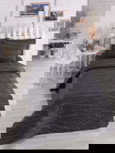 Set cuvertura matlasata Single 160x220 cm, 2 piese, Verda - Grey, EnLora Home, 65% bumbac/35% poliester