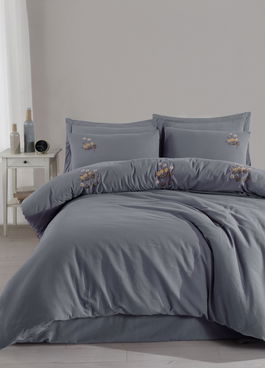 Lenjerie de pat dubla, Poppy - Anthracite, Şaheser, Bumbac