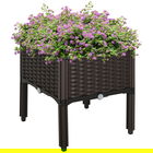 Outsunny Jardinieră înaltă, Jardiniere cu găuri de scurgere, Jardiniere cu aspect de rățușcă din plastic, Maro, 40 x 40 x 44 cm | Aosom Romania