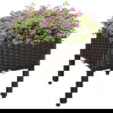 Outsunny Jardinieră înaltă, Jardiniere cu găuri de scurgere, Jardiniere cu aspect de rățușcă din plastic, Maro, 40 x 40 x 44 cm | Aosom Romania