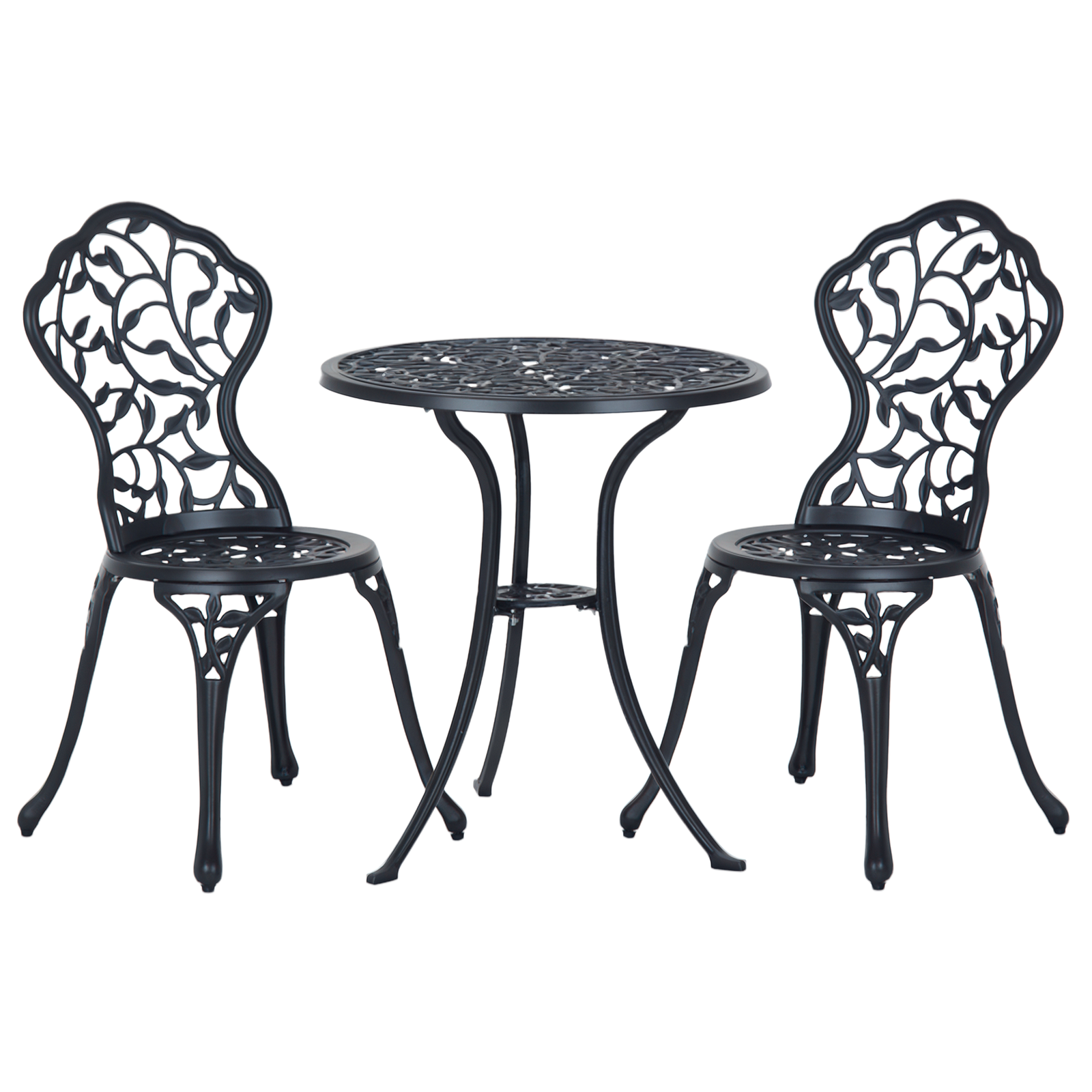 Outsunny Set bistro pentru 2 persoane Mobilier de balcon Masă bistro cu 2 scaune Negru | Aosom Romania