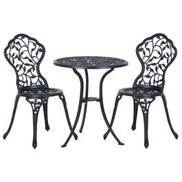 Outsunny Set bistro pentru 2 persoane Mobilier de balcon Masă bistro cu 2 scaune Negru | Aosom Romania