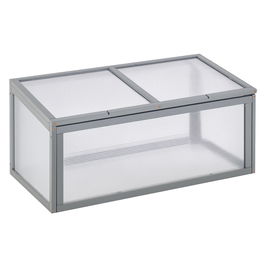 Outsunny Frühbeet Sopron din lemn și policarbonat 90 x 46 x 40 cm Șopron cu acoperire rezistentă la intemperii pentru grădină Plantbeet Gri | Aosom Romania