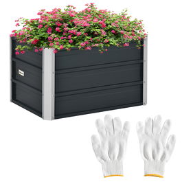 Outsunny Carré potager pat de grădină înălțat din oțel galvanizat fund deschis design extra adânc 66 x 47 x 40 cm gri închis | Aosom Romania
