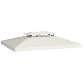 Outsunny Acoperiș de Înlocuire 4x3 m pentru Pergolă Acoperiș de Rezervă pentru Pavilion cu 2 Nivele Respirabil cu 8 Orificii de Drenaj pentru Exterior Bej | Aosom Romania