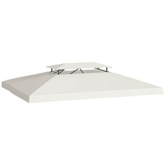 Outsunny Acoperiș de Înlocuire 4x3 m pentru Pergolă Acoperiș de Rezervă pentru Pavilion cu 2 Nivele Respirabil cu 8 Orificii de Drenaj pentru Exterior Bej | Aosom Romania