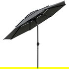 Outsunny Umbrelă de grădină exterioară umbrelă inclinabilă Ø 2,85 x 2,5 m cu manivelă, 2 deschideri, pânză 180 g/m², anti-UV, gri | Aosom Romania