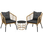 Set de bistro Outsunny format din 3 piese, rezistent la intemperii, 1 masă de cafea, 2 scaune, 62 cm x 65 cm x 78 cm, nisip+gri închis | Aosom Romania