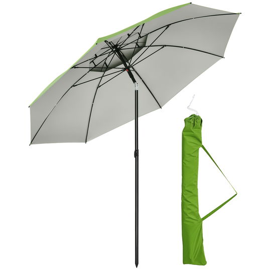 Outsunny Umbrelă de exterior rotundă inclinabilă protecție UV30, 8 tije de oțel și sac de transport inclus, verde | Aosom Romania