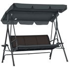 Outsunny Leagăn de Grădină de 3 Locuri cu Acoperiș Reglabil Suporturi pentru Pahar și Tăvițe Scaun 320 kg 204x112x150 cm Gri | Aosom Romania