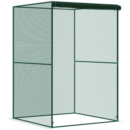 Outsunny Jaula de Cultivo para Plantas 120x120x180 cm cu Ușă Enrollabilă și Structură din Oțel pentru Grădină Terrasă Culoare Verde | Aosom Romania