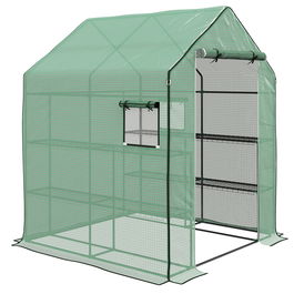 Outsunny Seră de grădină cu 1 ușă, 1 ferestre, rafturi 3 nivele pentru Legume Plante Flori Pânză PE 140 x 143 x 190 cm | Aosom Romania