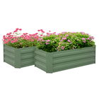 Outsunny Set de 2 paturi de legume pentru gradina dim. 100L x 50l x 30H cm - tabla de otel ondulata verde | Aosom Romania
