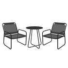 Outsunny Set de gradina 3 piese, salon de gradina, 2 scaune 1 masa rotunda, otel si tesatura mesh, gri | Aosom Romania