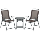 Outsunny Set de Bistro 3 Piese din Metal Rezistent la Intemperii Set Mobilier de Grădină cu masă pliabilă scaune de grădină Maro | Aosom Romania