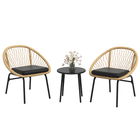 Outsunny Set de mobilier de grădină din răchită, set de mobilier de terasă, 2 scaune & masă, Galben | Aosom Romania