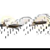 Outsunny Set de mobilier de grădină din răchită, set de mobilier de terasă, 2 scaune & masă, Galben | Aosom Romania
