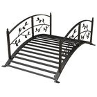 Outsunny Pod de grădină - pod de bazine - decor grădină dim. 119L x 67l x 47H cm cu balustradă motive de viță de vie oțel negru | Aosom Romania