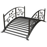 Outsunny Pod de grădină - pod de bazine - decor grădină dim. 119L x 67l x 47H cm cu balustradă motive de viță de vie oțel negru | Aosom Romania