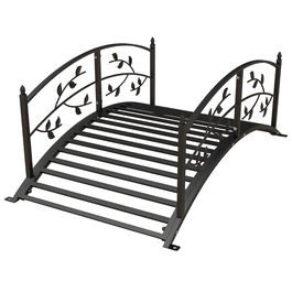 Outsunny Pod de grădină - pod de bazine - decor grădină dim. 119L x 67l x 47H cm cu balustradă motive de viță de vie oțel negru | Aosom Romania