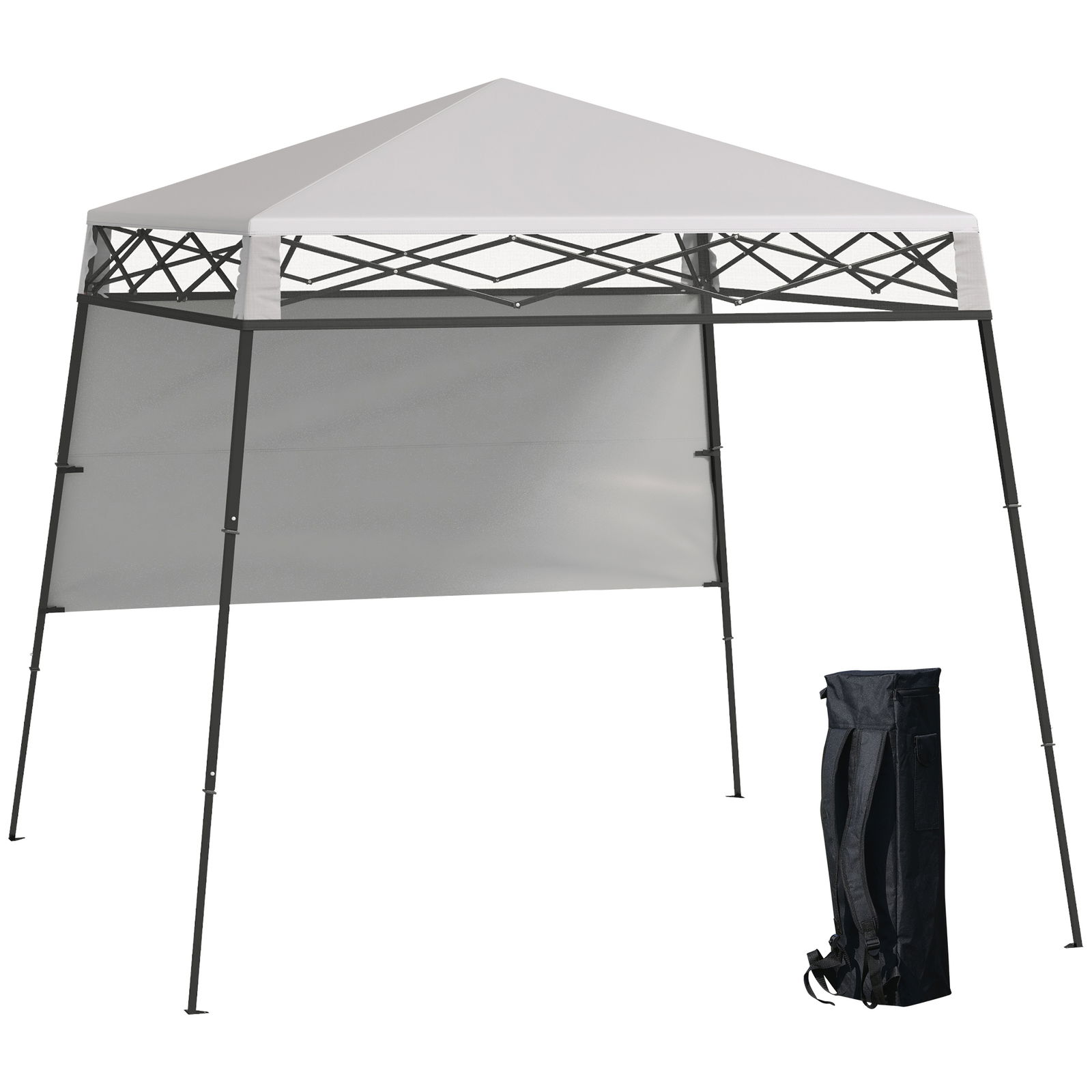 Outsunny Cenador Pliabil 220x220x200 cm cu 1 Perete Lateral Geantă de Transport Impermeabilă și Protecție UV50+ Alb | Aosom Romania