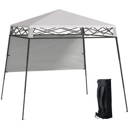 Outsunny Cenador Pliabil 220x220x200 cm cu 1 Perete Lateral Geantă de Transport Impermeabilă și Protecție UV50+ Alb | Aosom Romania