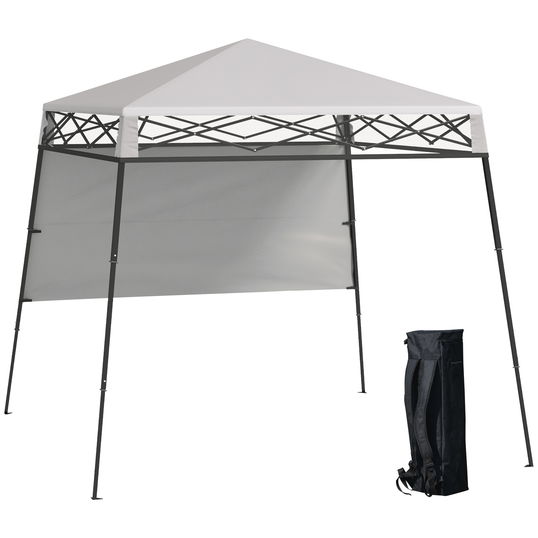 Outsunny Cenador Pliabil 220x220x200 cm cu 1 Perete Lateral Geantă de Transport Impermeabilă și Protecție UV50+ Alb | Aosom Romania