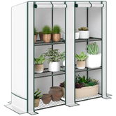 Outsunny Mini-Seră cu raft de 3 nivele, husă de plastic, rezistentă la UV, portabilă, cu ușă ruletabilă, 144 x 48 x 152 cm, Alb | Aosom Romania