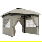 Outsunny Pavilion de grădină 3,4 x 3,4 m, Cort de bere cu acoperiș ventilat, ferestre arcuite, cadru din oțel, Gri deschis | Aosom Romania