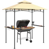 Outsunny Grillpavillon cu LED 240 x 150 x 258 cm rezistent la apă, ignifug, Pavilion de grădină cu acoperiș dublu | Aosom Romania