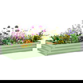 Outsunny Bara de flori înălțată din oțel, Fund deschis, Asamblare ușoară, 241L x 90,5L x 30H cm, Verde | Aosom Romania