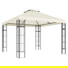 Outsunny Pavilion de grădină 3 x 3 m, design cu două niveluri, Protecție UV30+, Rezistent la UV, Protecție solară, Cadru din metal, Crem | Aosom Romania