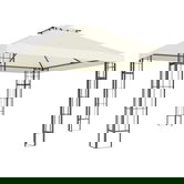 Outsunny Pavilion de grădină 3 x 3 m, design cu două niveluri, Protecție UV30+, Rezistent la UV, Protecție solară, Cadru din metal, Crem | Aosom Romania