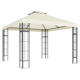 Outsunny Pavilion de grădină 3 x 3 m, design cu două niveluri, Protecție UV30+, Rezistent la UV, Protecție solară, Cadru din metal, Crem | Aosom Romania