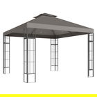 Outsunny Pavilion de grădină 3x3 m, Design cu acoperiș în două trepte, Protecție UV30+, Rezistent la UV, Protecție solară, Cadru metalic, Gri închis | Aosom Romania