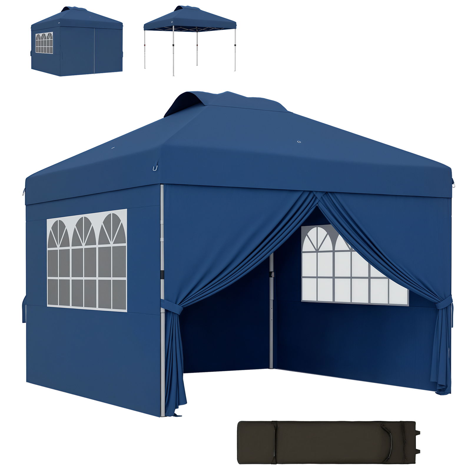 Outsunny Tonnella barnum pop-up pliabil 3 x 3 inaltime reglabila pereti laterali aerisiri ferestre sac de transport cu roti | Aosom Romania