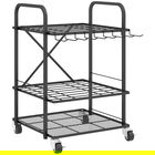 Outsunny Organizator de unelte de grădină, suport pentru unelte de grădină cu 40 compartimente pe 2 niveluri cu roți 57 x 48 x 70 cm negru | Aosom Romania