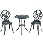Outsunny Set Mobilier de Grădină 2 Locuri 2 Scaune + Masă Rotundă Fontă de Aluminiu Imitație Fier Forjat Verde | Aosom Romania