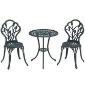 Outsunny Set Mobilier de Grădină 2 Locuri 2 Scaune + Masă Rotundă Fontă de Aluminiu Imitație Fier Forjat Verde | Aosom Romania