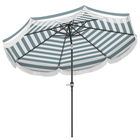 Outsunny Umbrelă de grădină 2,7 m, umbrelă de exterior inclinabilă UPF 30+ cu manivelă, 8 baleiene, albastru clar și alb | Aosom Romania